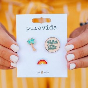 Pura Vida Souvenir Pin Set 3 pack Palm & Rainbow